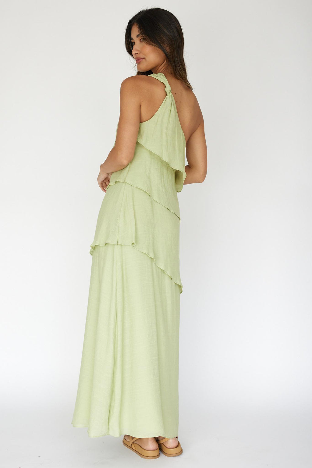Delwyn One-Shoulder Maxi Dress Sage by Selfie Leslie