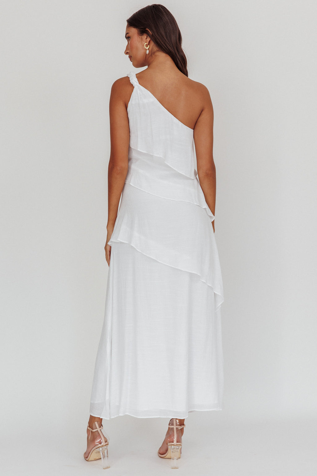 Delwyn One-Shoulder Maxi Dress White by Selfie Leslie