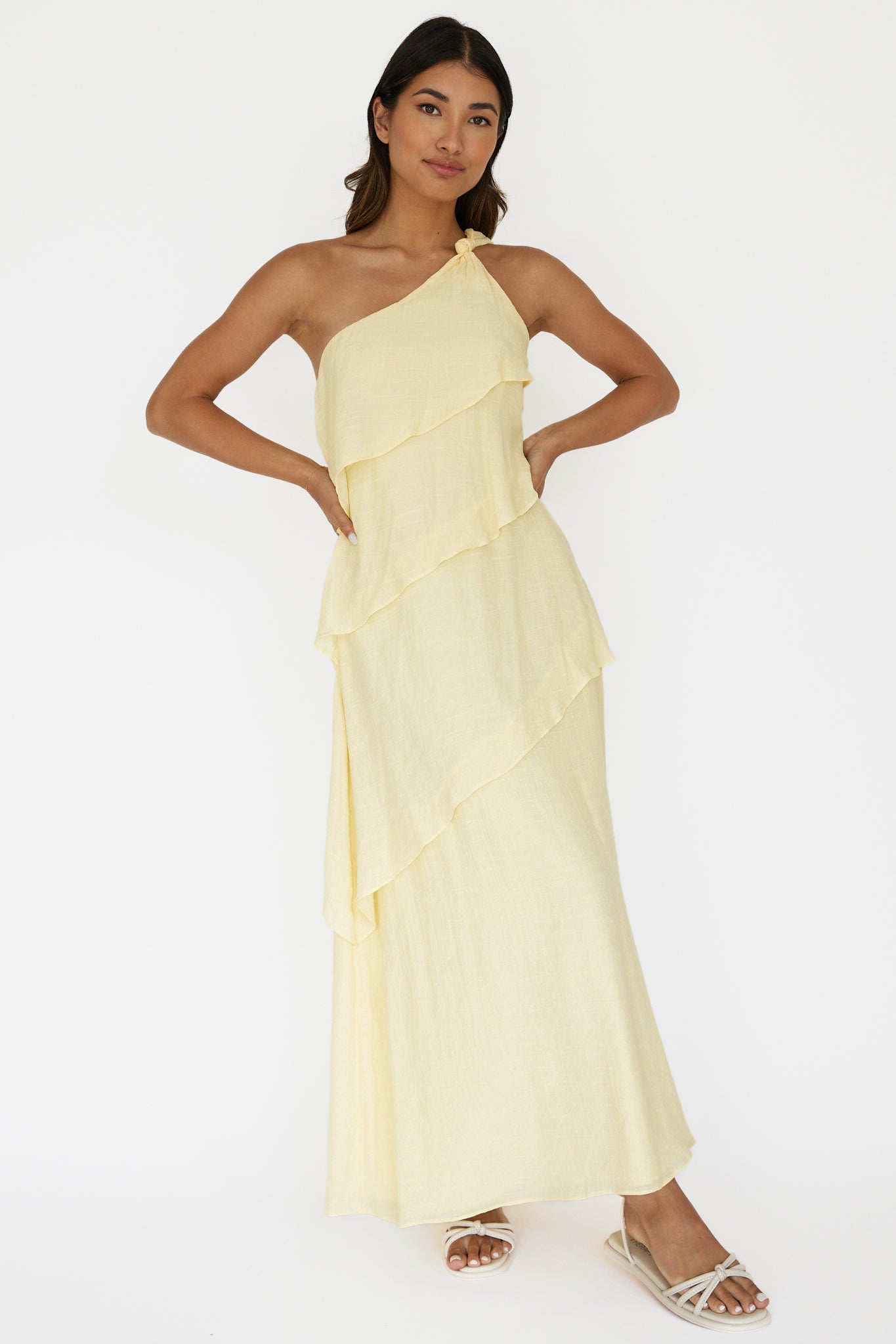 Delwyn One-Shoulder Maxi Dress Yellow by Selfie Leslie