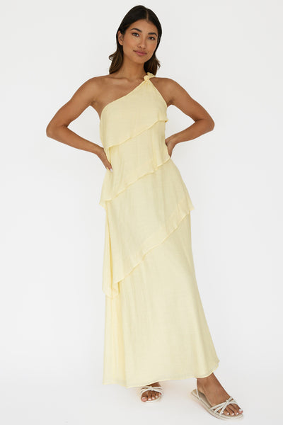 Delwyn One-Shoulder Maxi Dress Yellow– Selfie Leslie