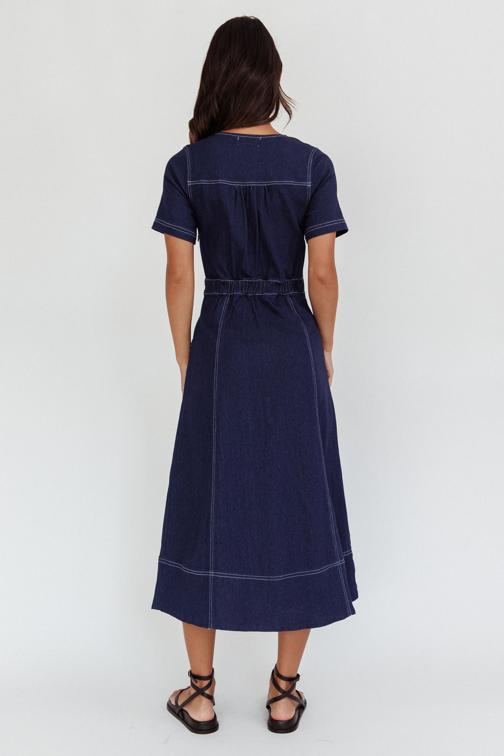 Aspen Love Front Pocket Midi Dress Indigo by Selfie Leslie
