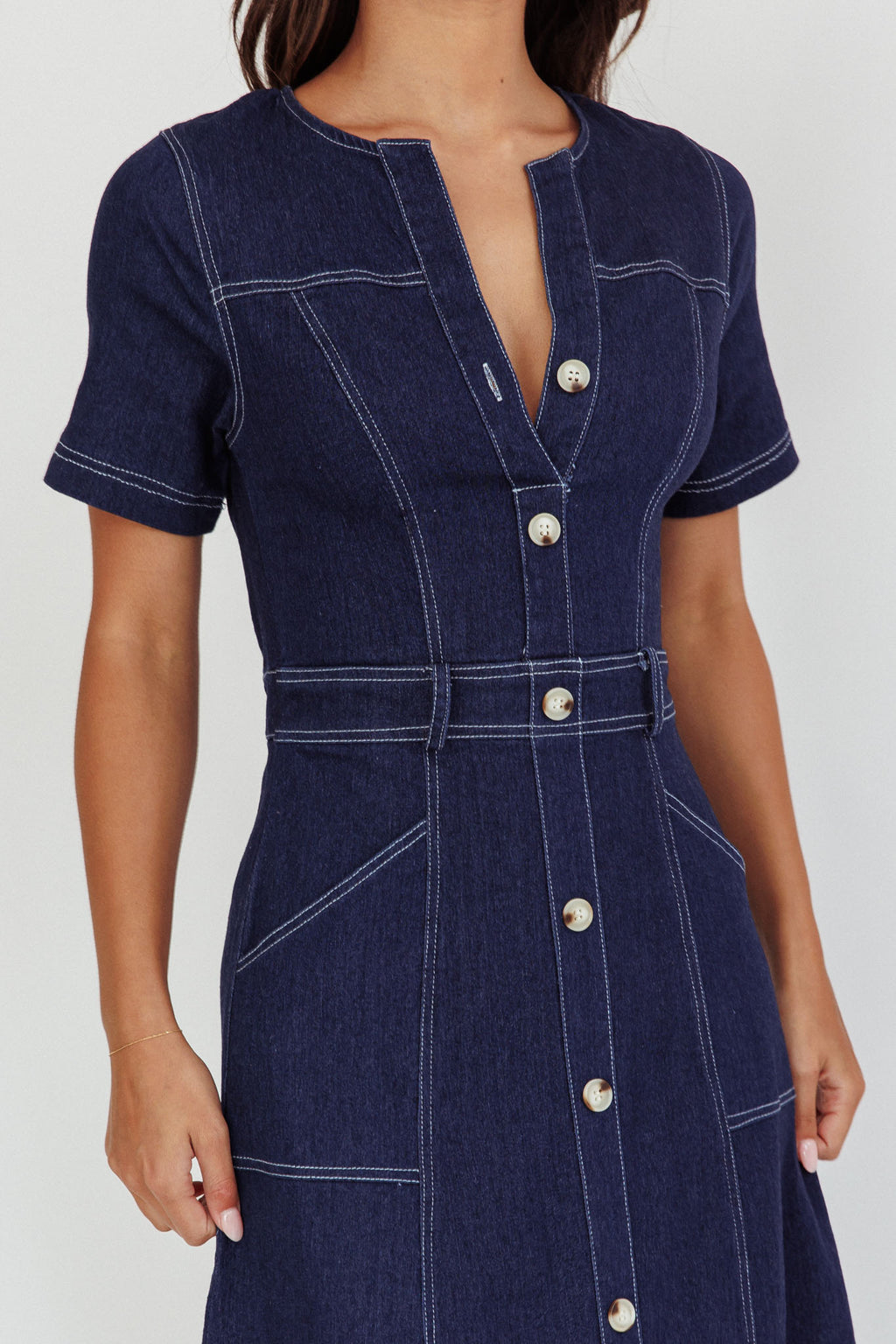 Aspen Love Front Pocket Midi Dress Indigo by Selfie Leslie