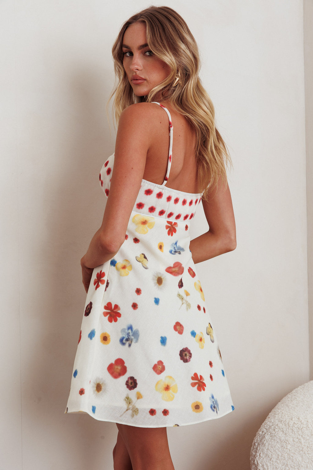 Fleur Sun Cami Strap Mini Dress Flowers Red by Selfie Leslie