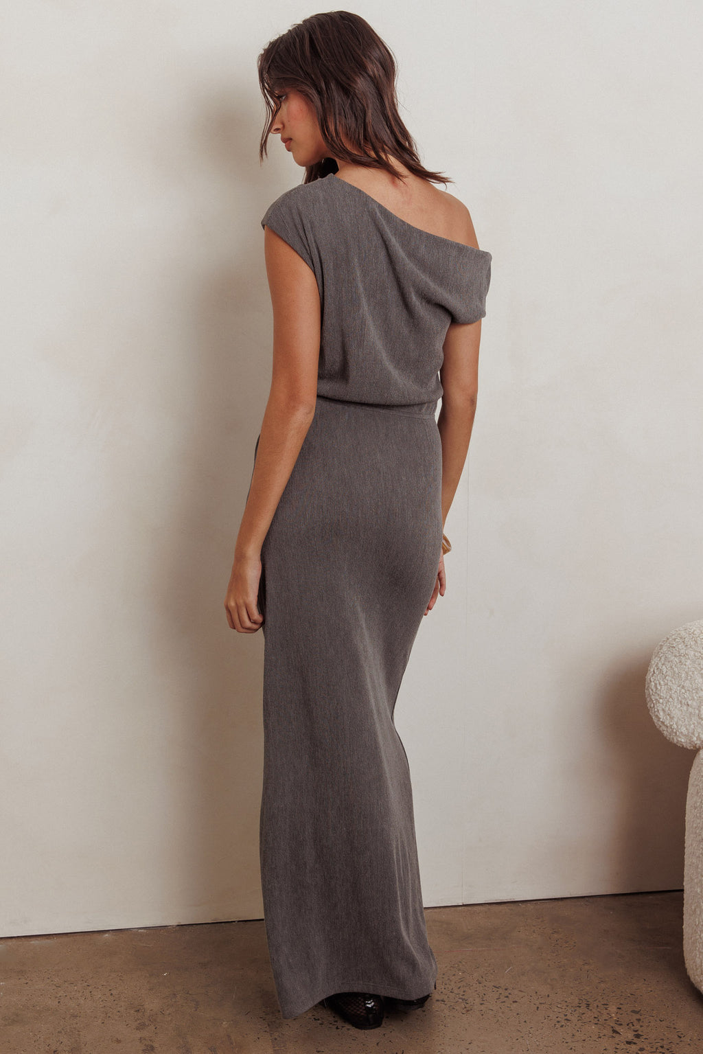 Calculated Ribbed Knit Maxi Dress Dark Grey by Selfie Leslie