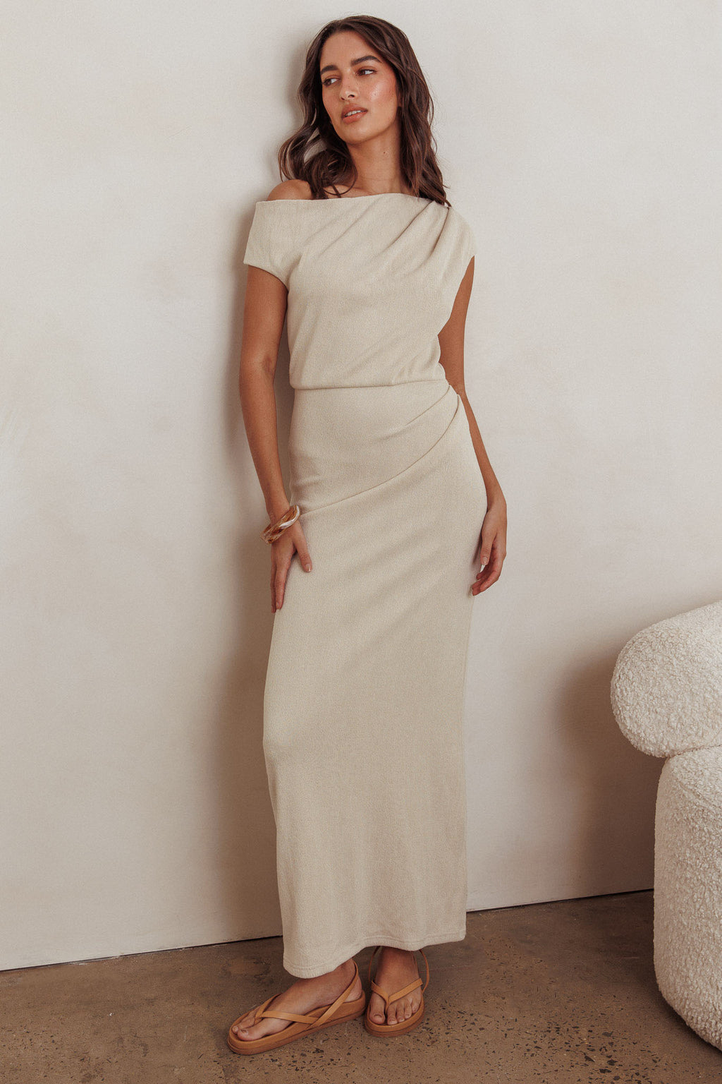 Calculated Ribbed Knit Maxi Dress Oat by Selfie Leslie