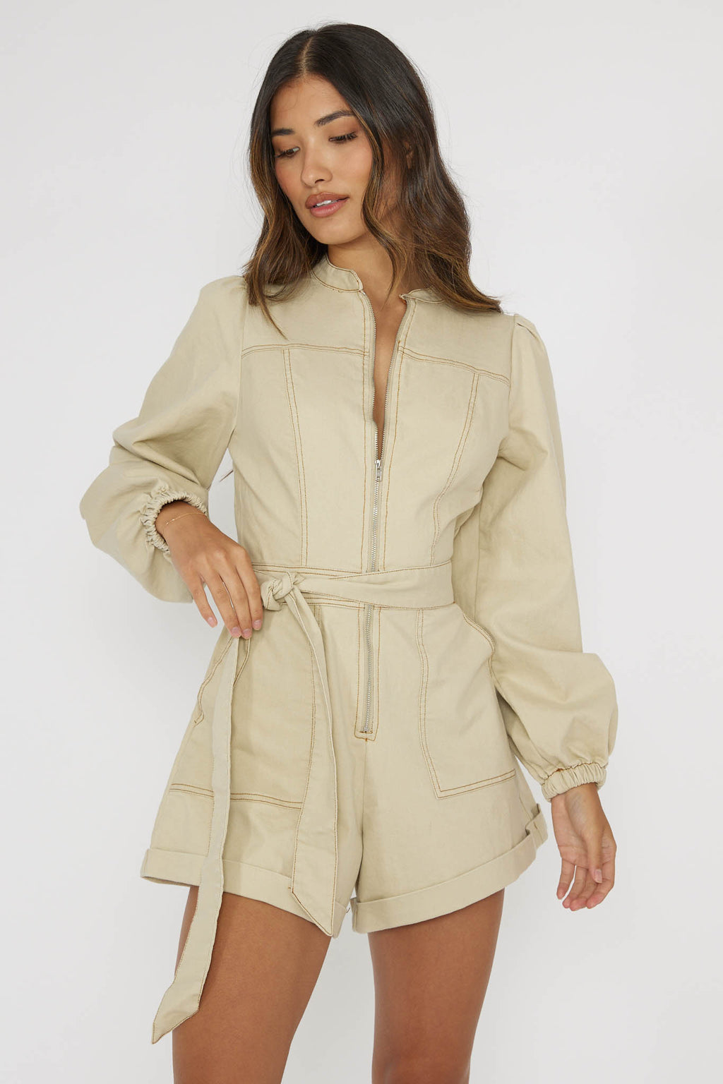Real World Zip Front Romper Butter by Selfie Leslie