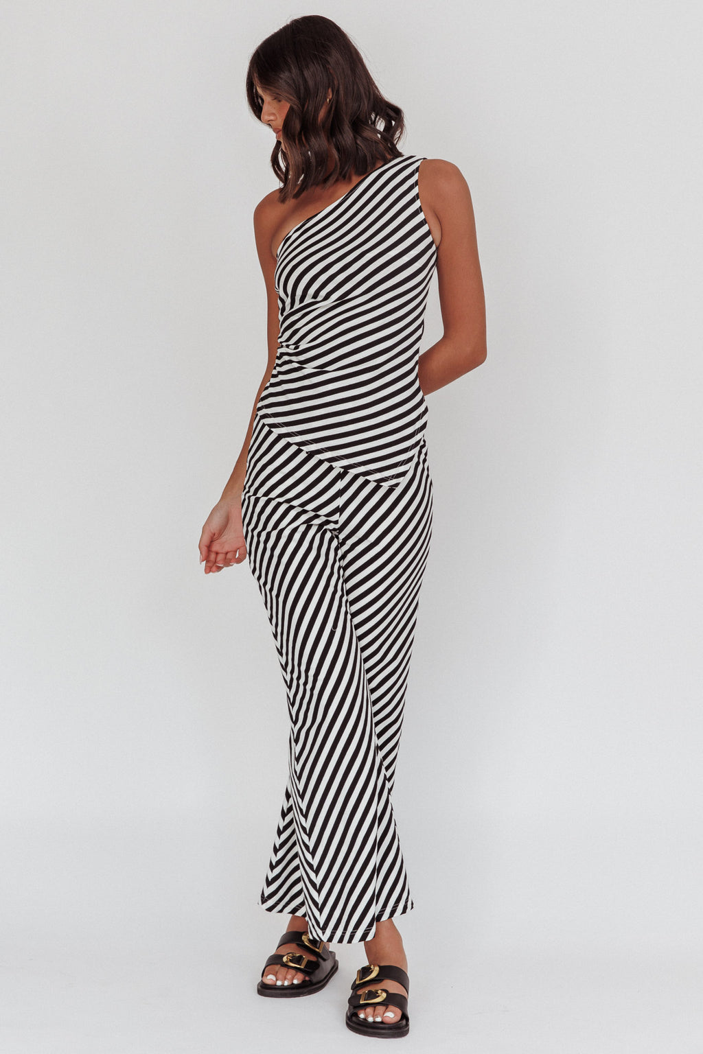 Golden Beach Wide Leg Pants Stripe Black by Selfie Leslie