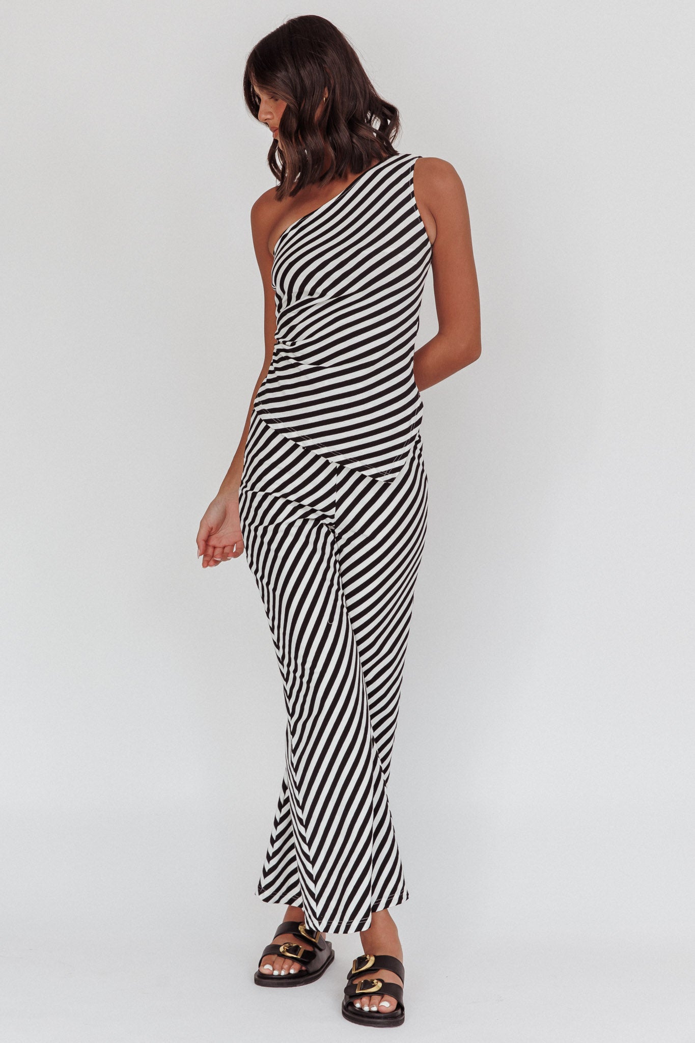 Golden Beach Wide Leg Pants Stripe Black by Selfie Leslie