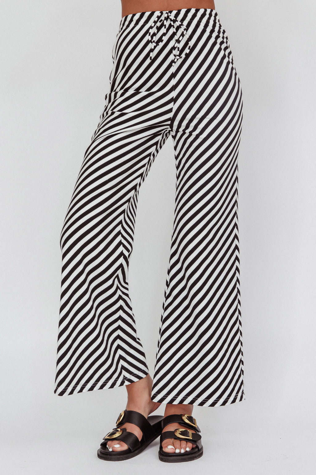 Golden Beach Wide Leg Pants Stripe Black by Selfie Leslie