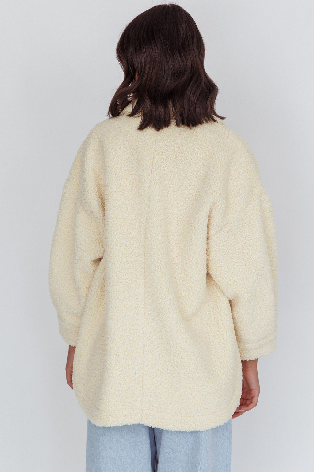 Peace & Serene Collared Sherpa Jacket Yellow by Selfie Leslie