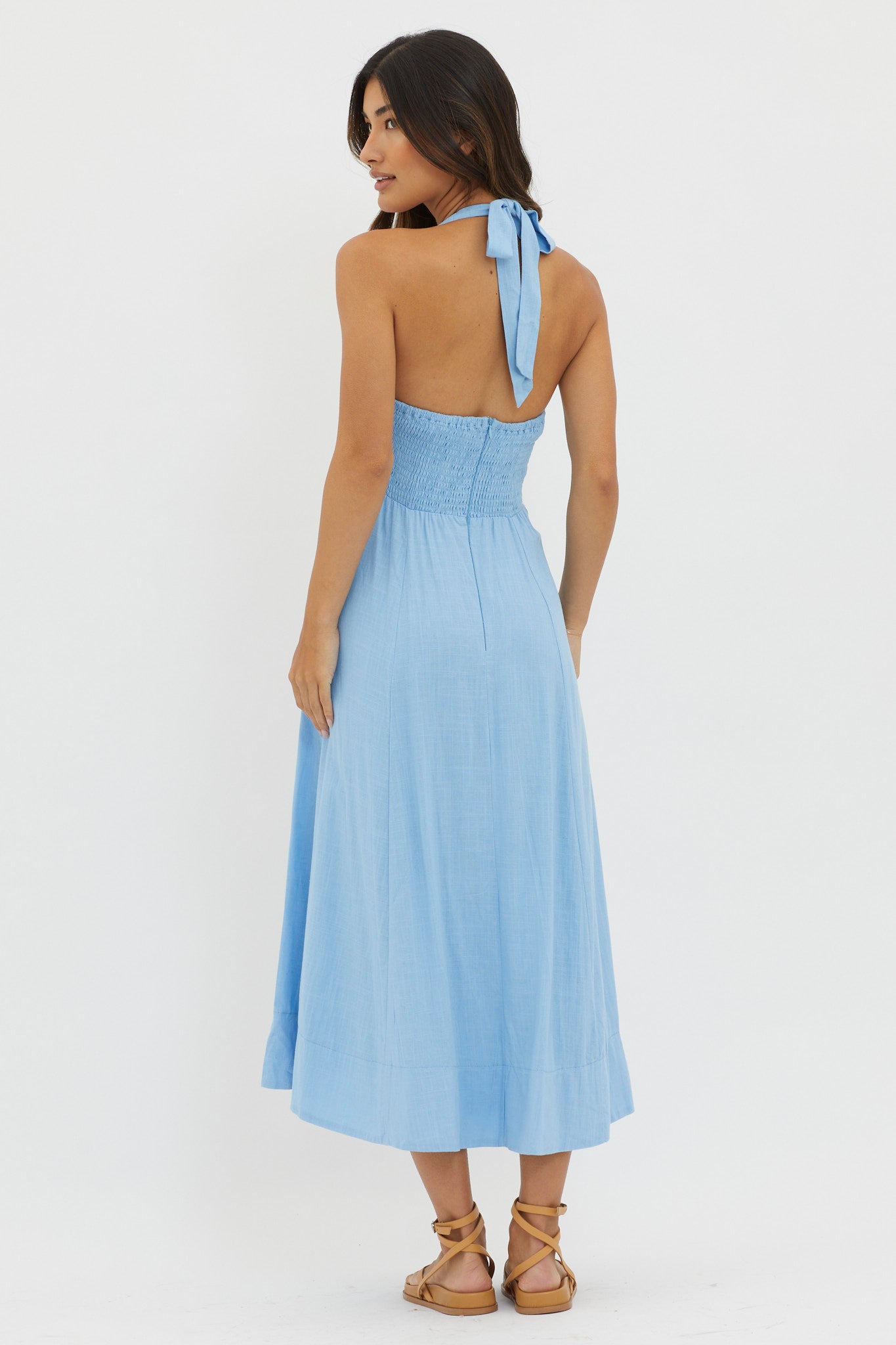 Marybeth Halterneck Midi Dress Blue by Selfie Leslie