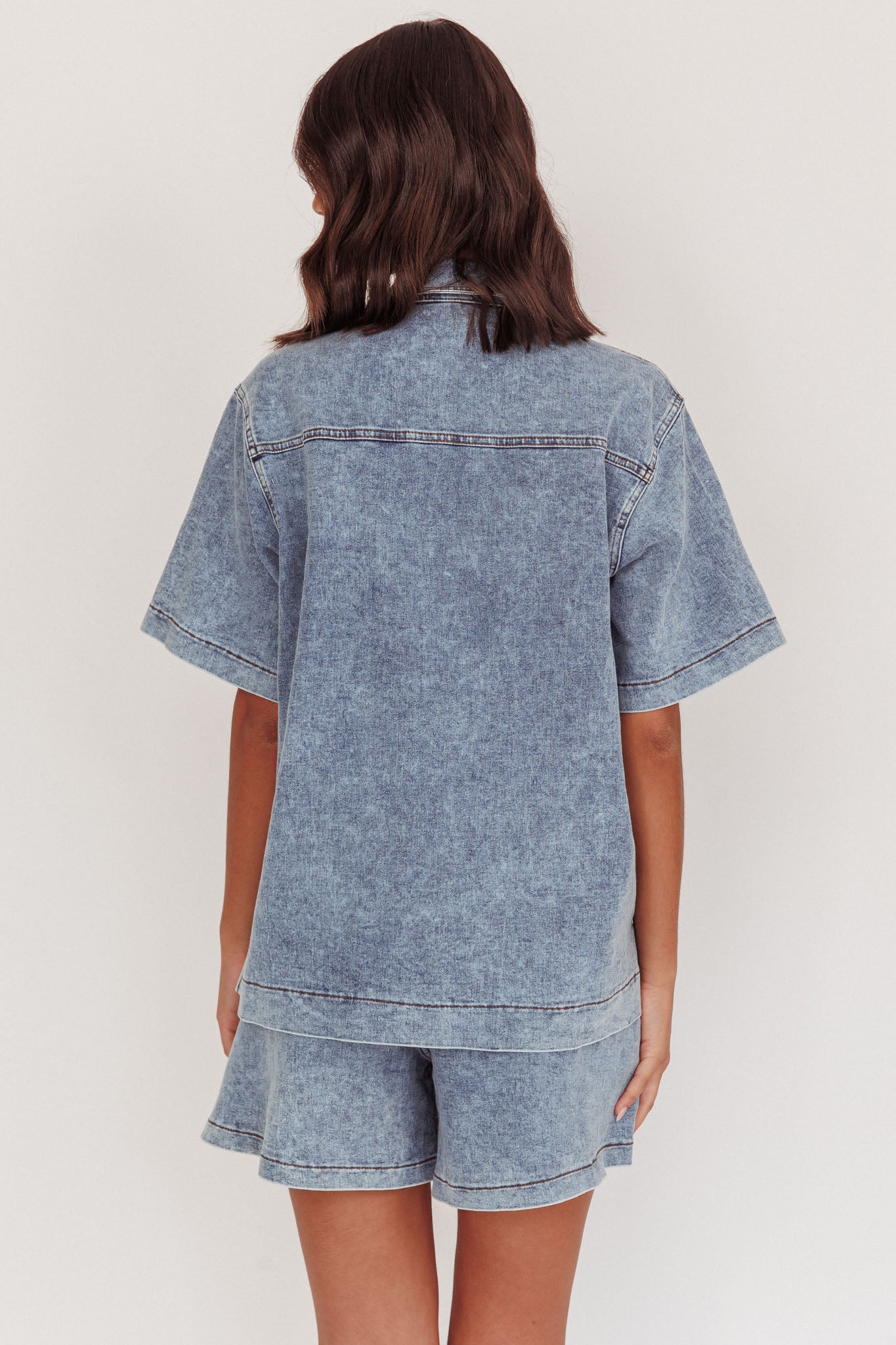 Ottawa Button Up Shirt Denim Blue by Selfie Leslie