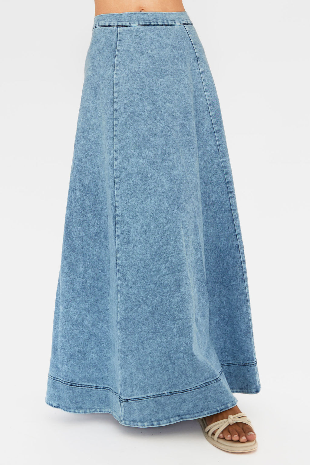 Rhythms A-Line Maxi Skirt Denim Blue by Selfie Leslie
