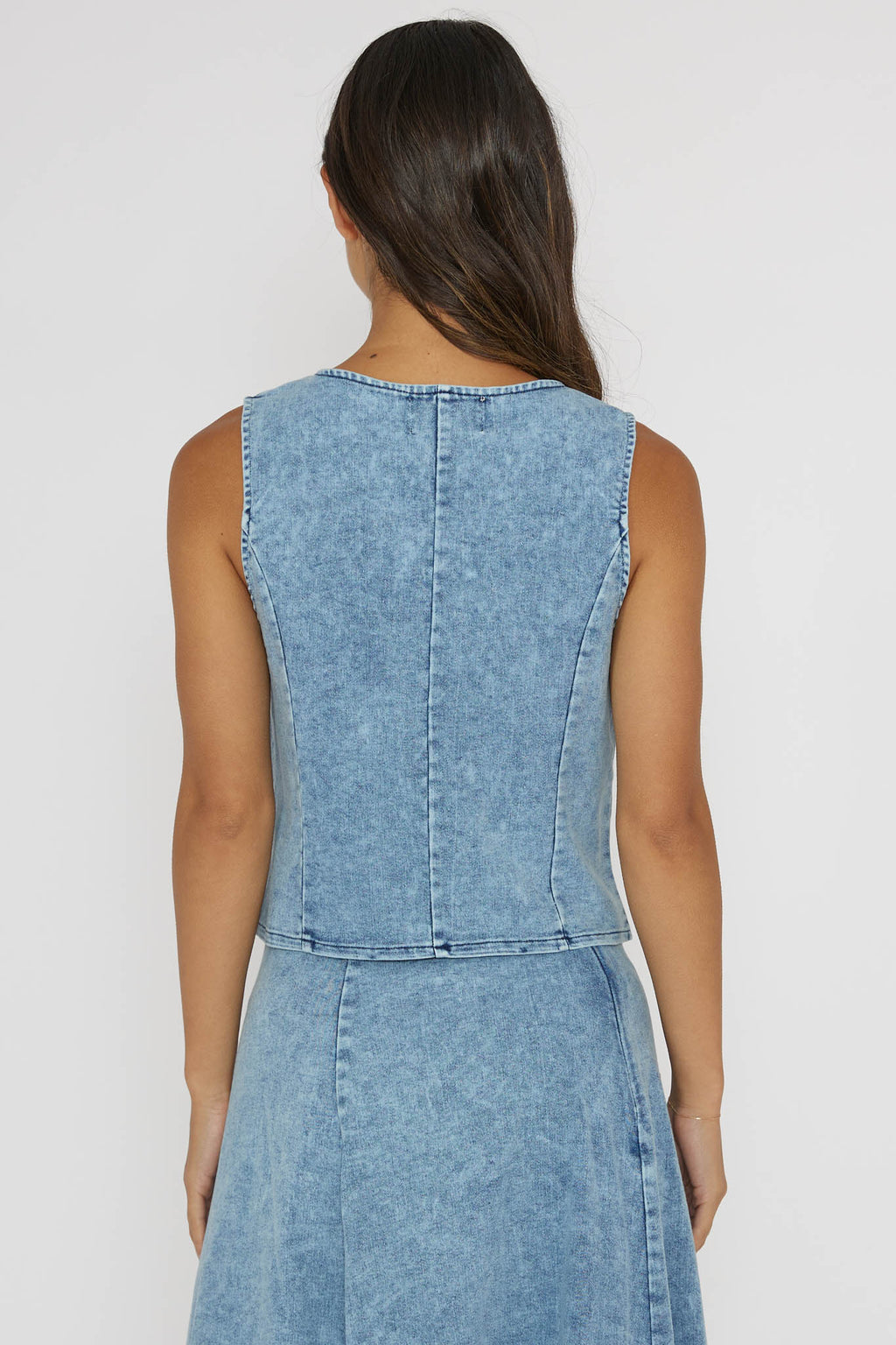 Rhythms Button Vest Denim Blue by Selfie Leslie