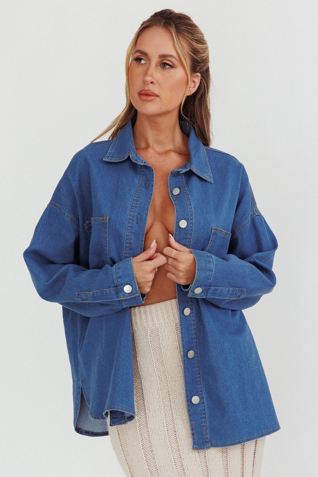 Lake Days Chest Pocket Shirt Indigo by Selfie Leslie
