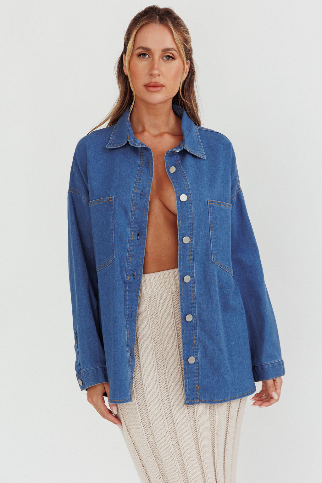 Lake Days Chest Pocket Shirt Indigo by Selfie Leslie