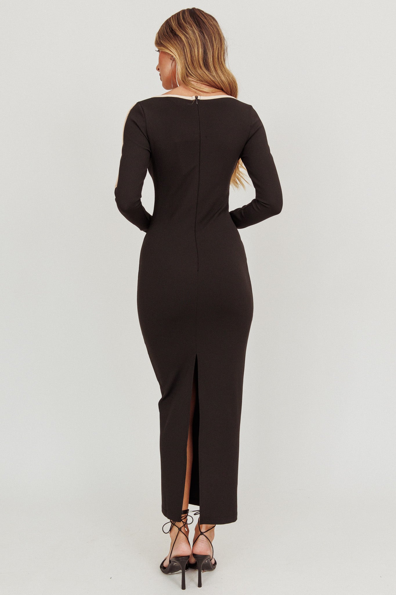 Moonglade Long Sleeve Bodycon Maxi Dress Black L Moonglade Long Sleeve Bodycon Maxi Dress Black L