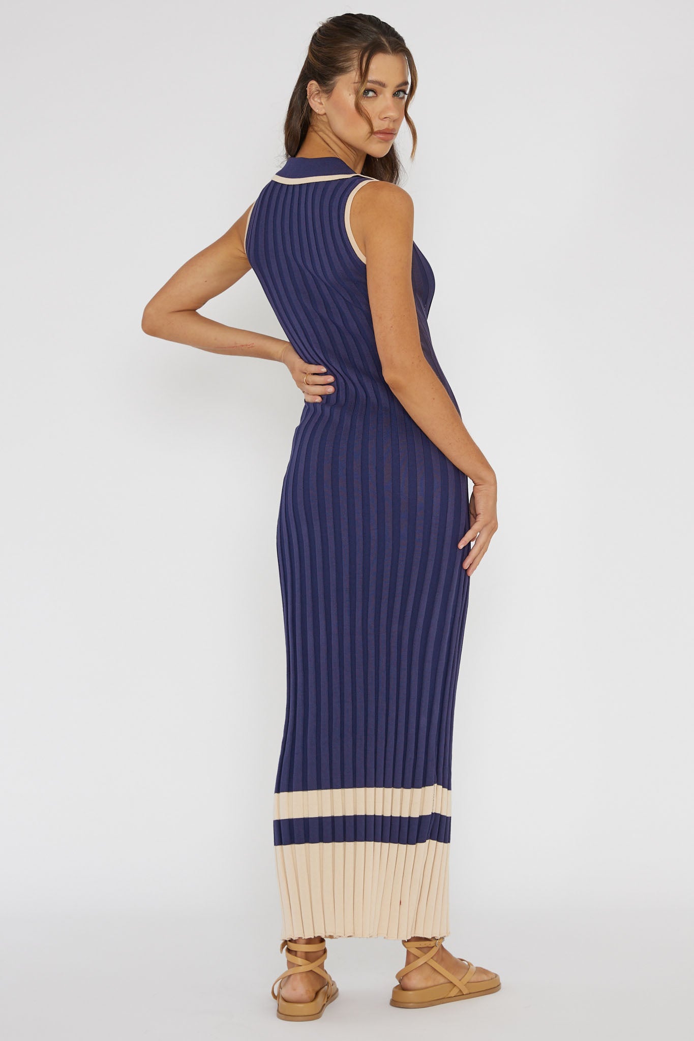 Cayla Button-Up Ribbed Knit Dress Navy Selfie Leslie Cayla Button-Up Ribbed Knit Dress Navy Selfie Leslie