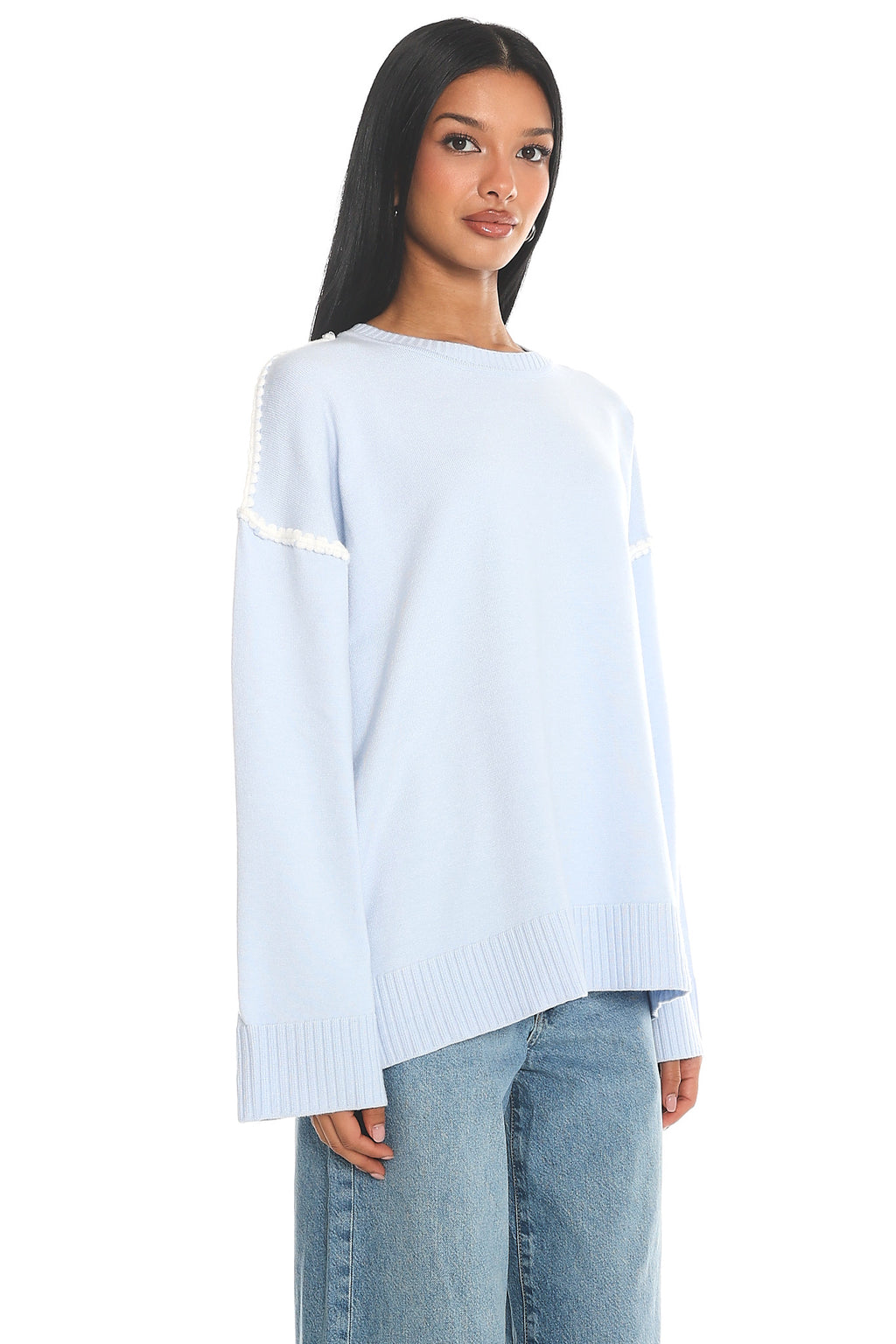 Guardian Contrast Knit Sweater Baby Blue