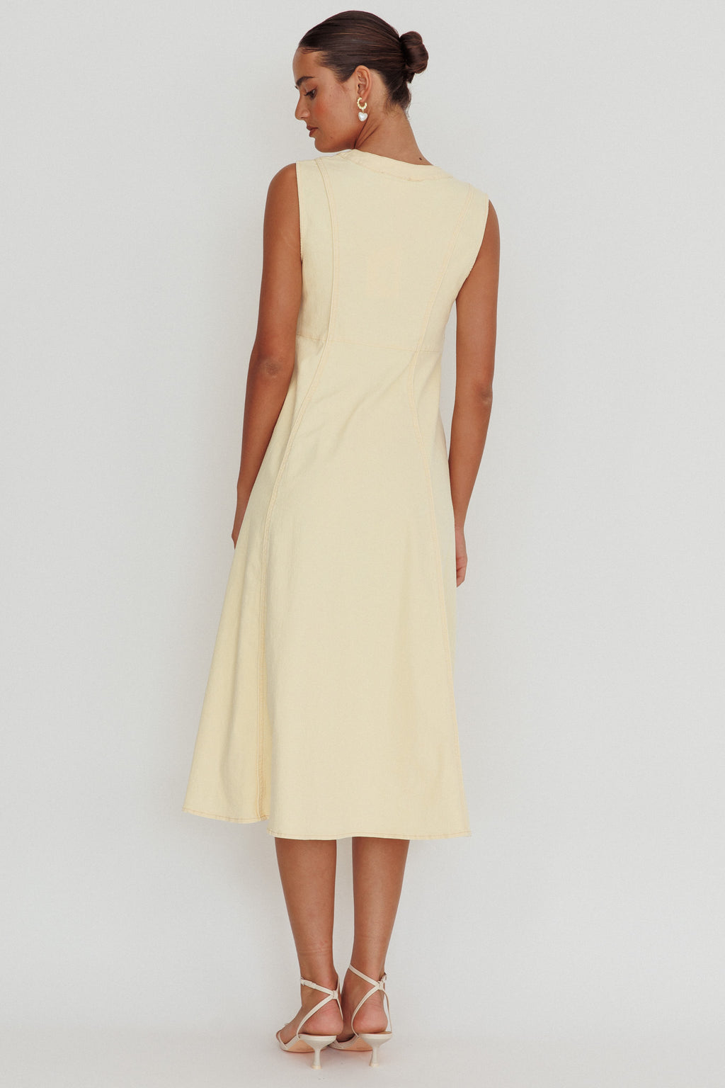 Passionate Flame Sleeveless A-line Midi Dress Beige by Selfie Leslie