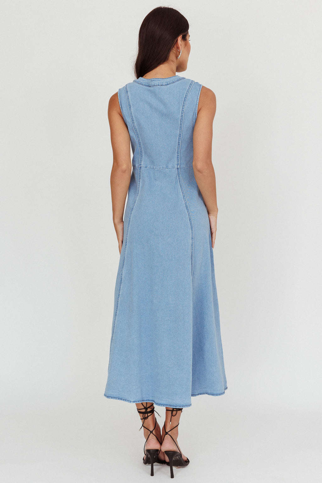 Passionate Flame Sleeveless A-line Midi Dress Denim Blue by Selfie Leslie