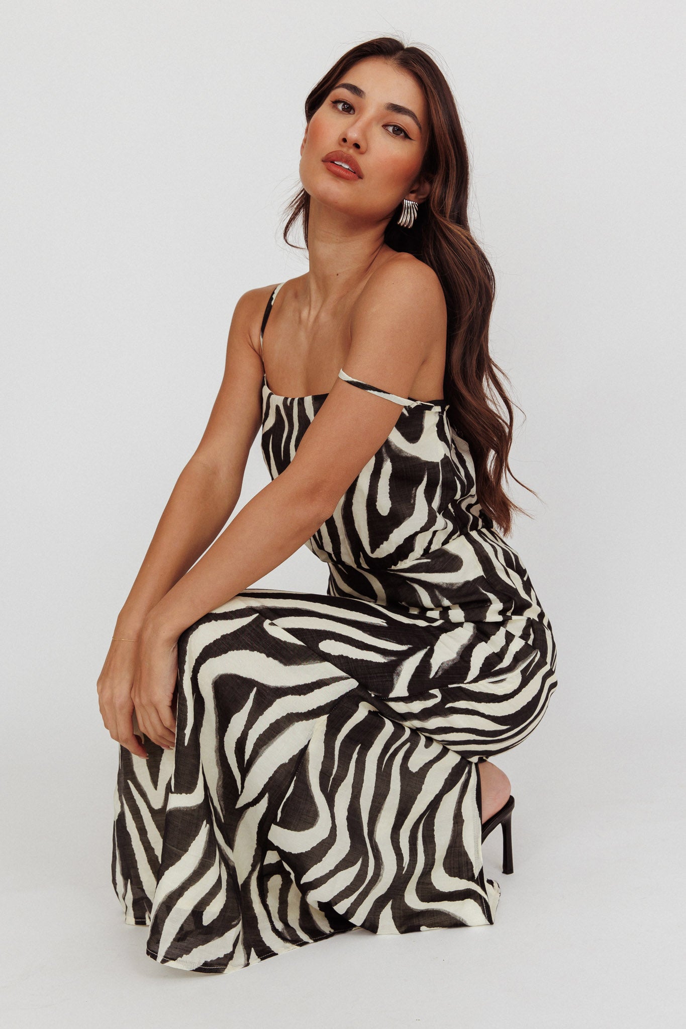 Pristine Zebra Print Maxi Dress Black Pristine Zebra Print Maxi Dress Black