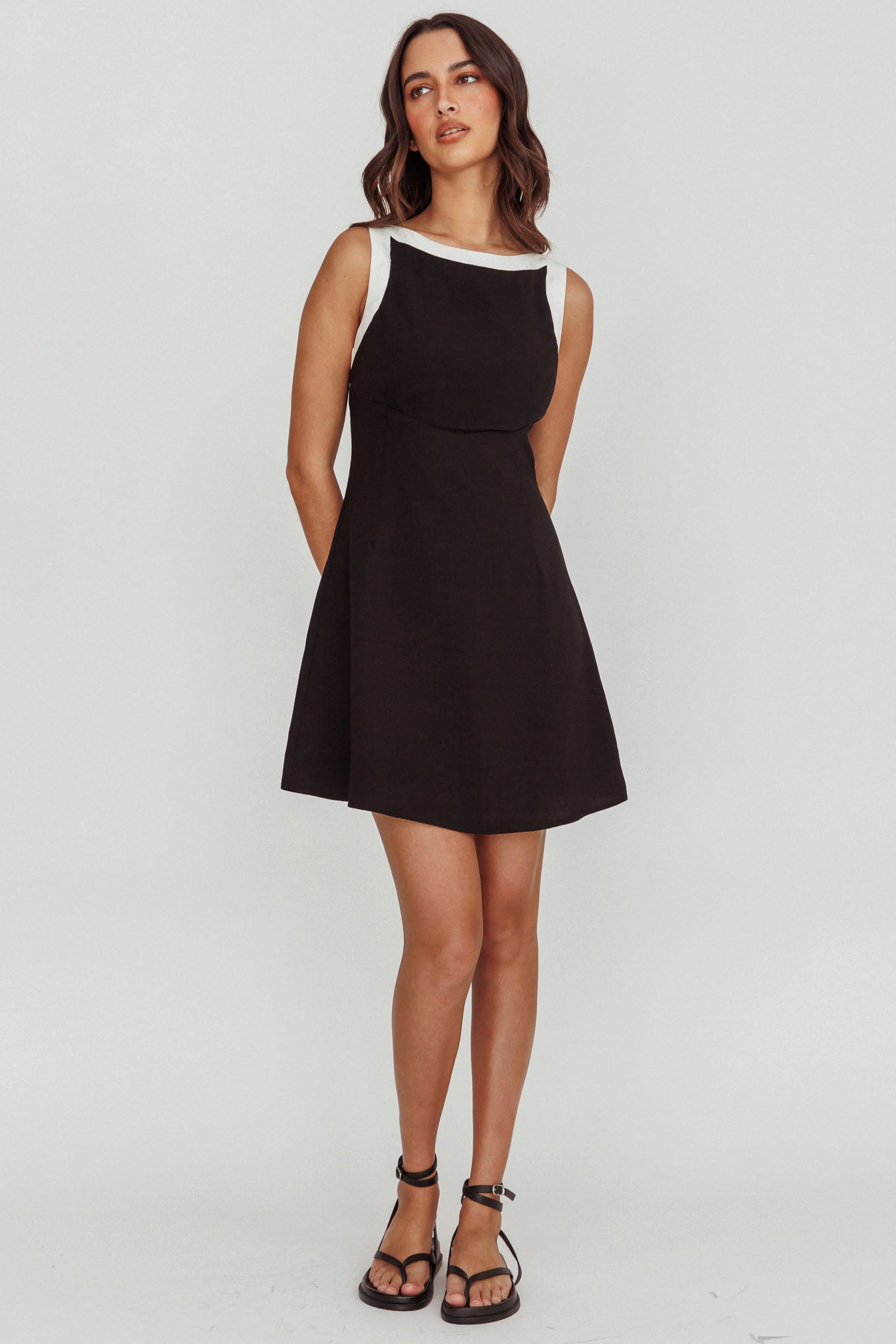 Loving Me Sleeveless A-line Mini Dress Black by Selfie Leslie