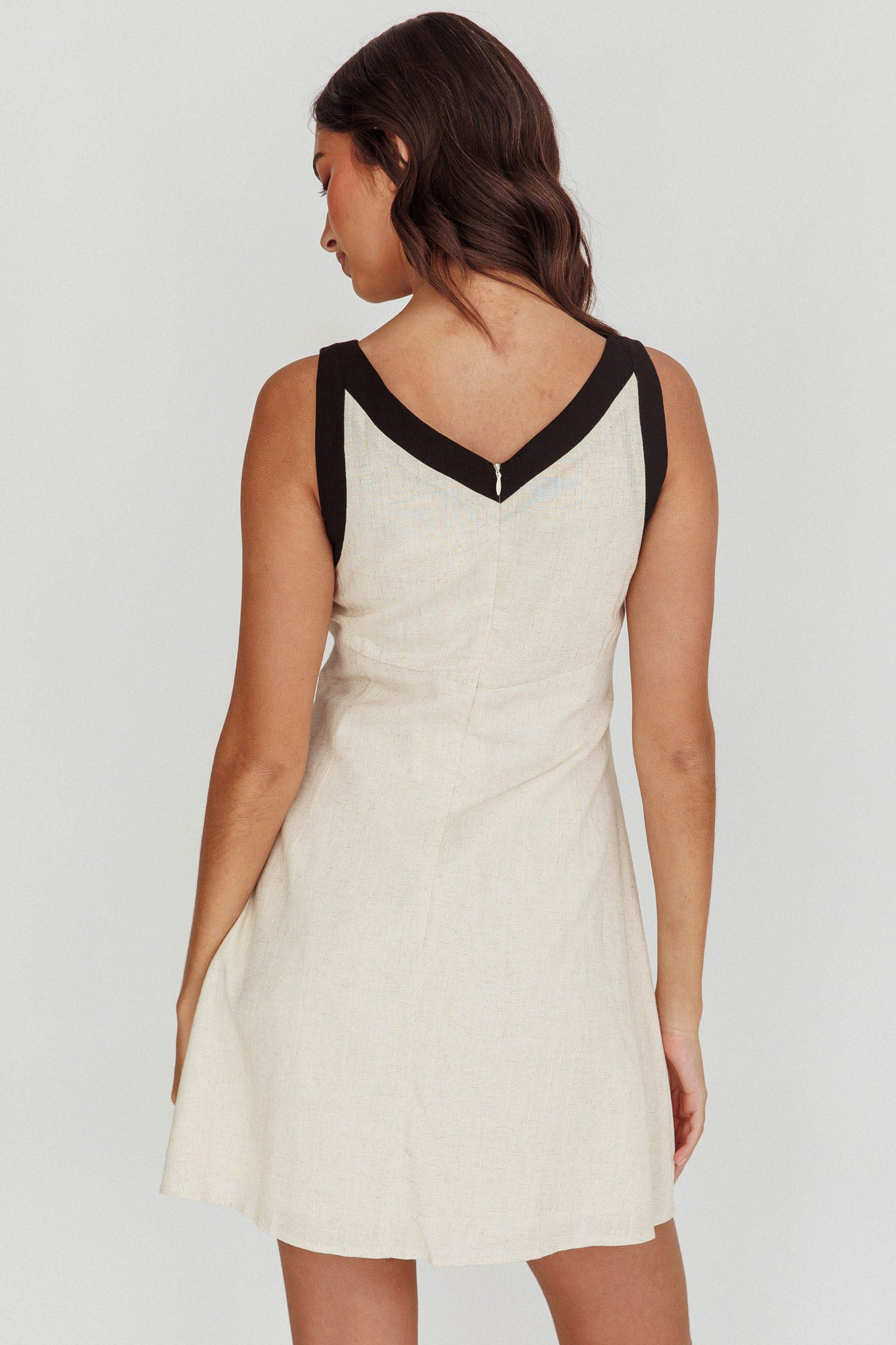 Loving Me Sleeveless A-line Mini Dress Oat by Selfie Leslie