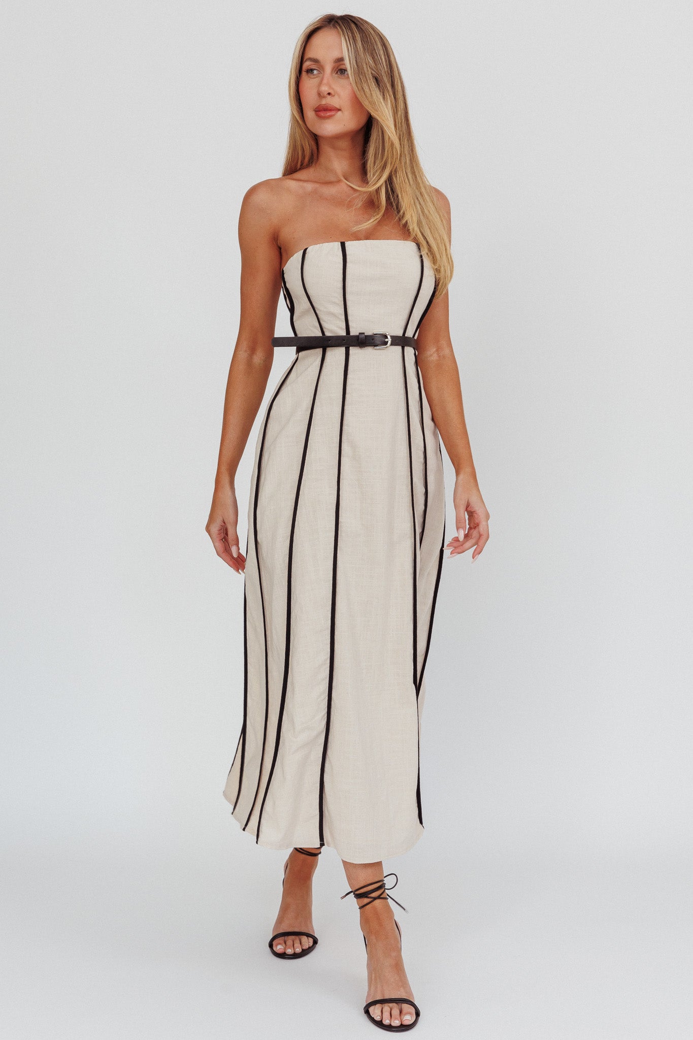 Azalea Sleeveless A-Line Midi Dress Sand by Selfie Leslie