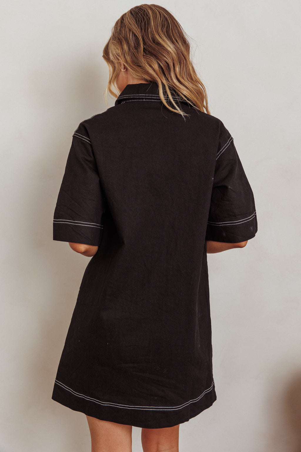 Admiration Contrast Stitching Boxy Mini Dress Black by Selfie Leslie
