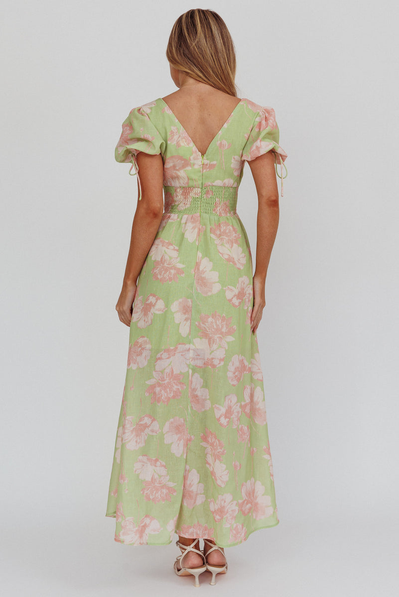 Vivo Meli Puff Sleeve Shift Dress - Dark Green main image 0