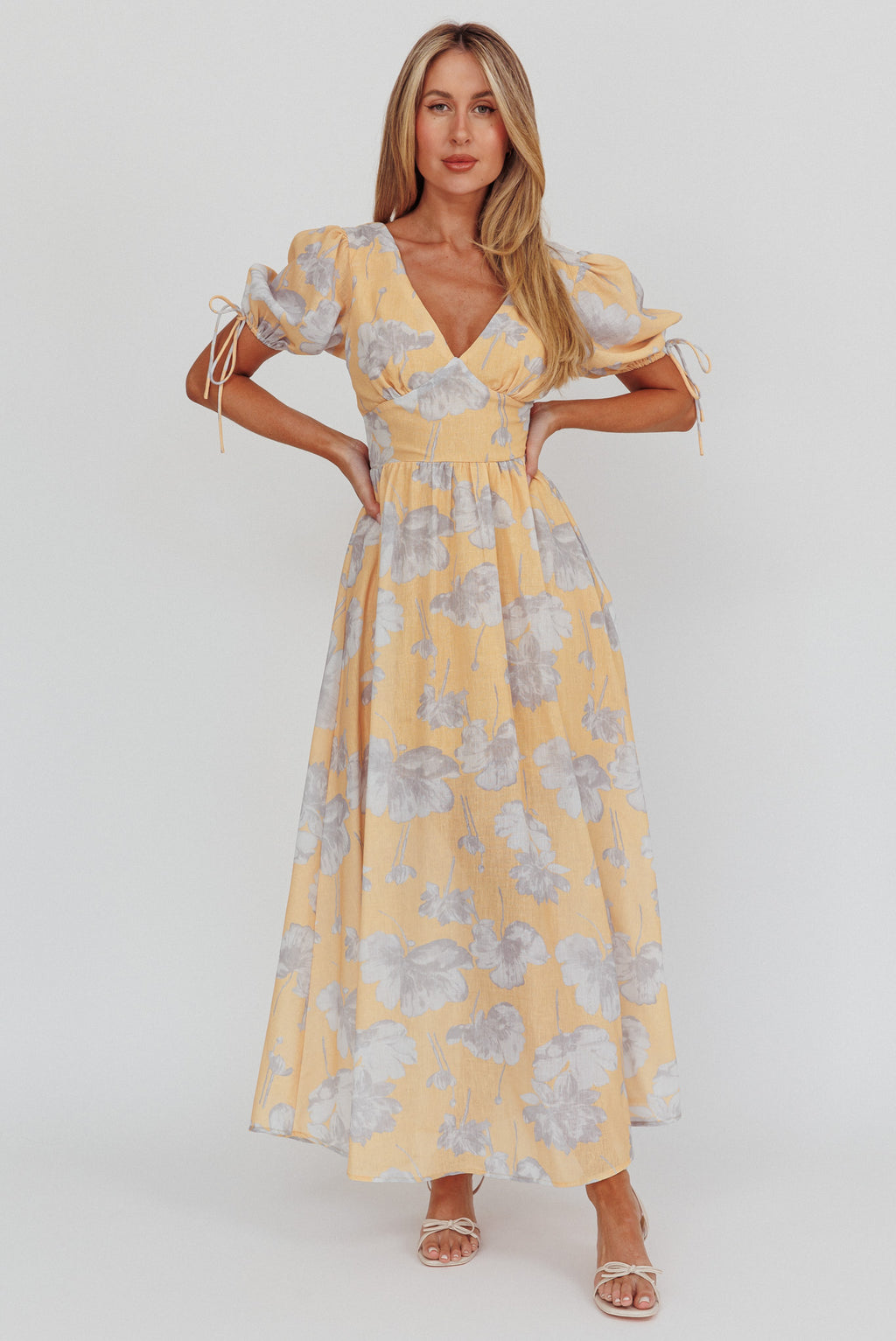 Loveberry Puff Sleeve A-Line Maxi Dress Pumpkin by Selfie Leslie