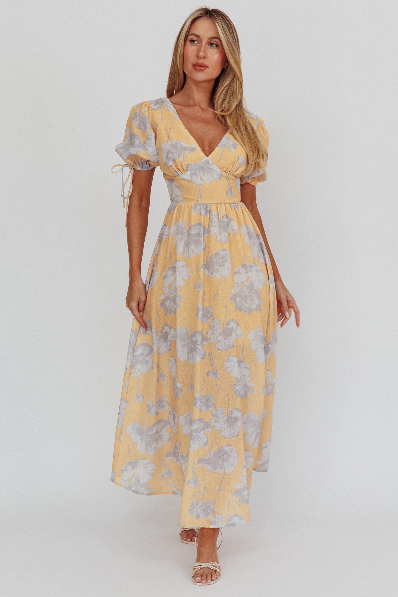 Loveberry Puff Sleeve A-Line Maxi Dress Pumpkin | Selfie Leslie