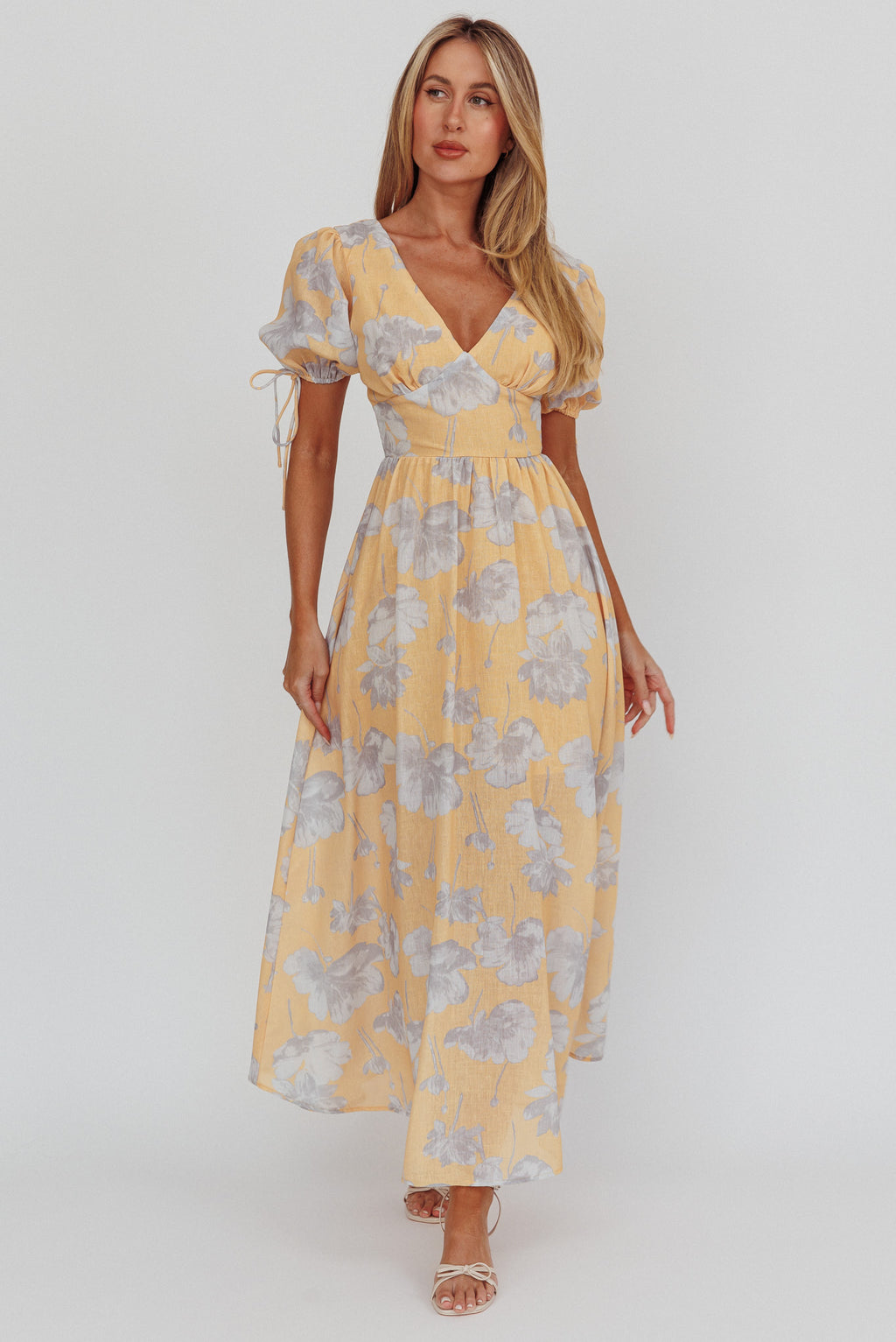 Loveberry Puff Sleeve A-Line Maxi Dress Pumpkin by Selfie Leslie