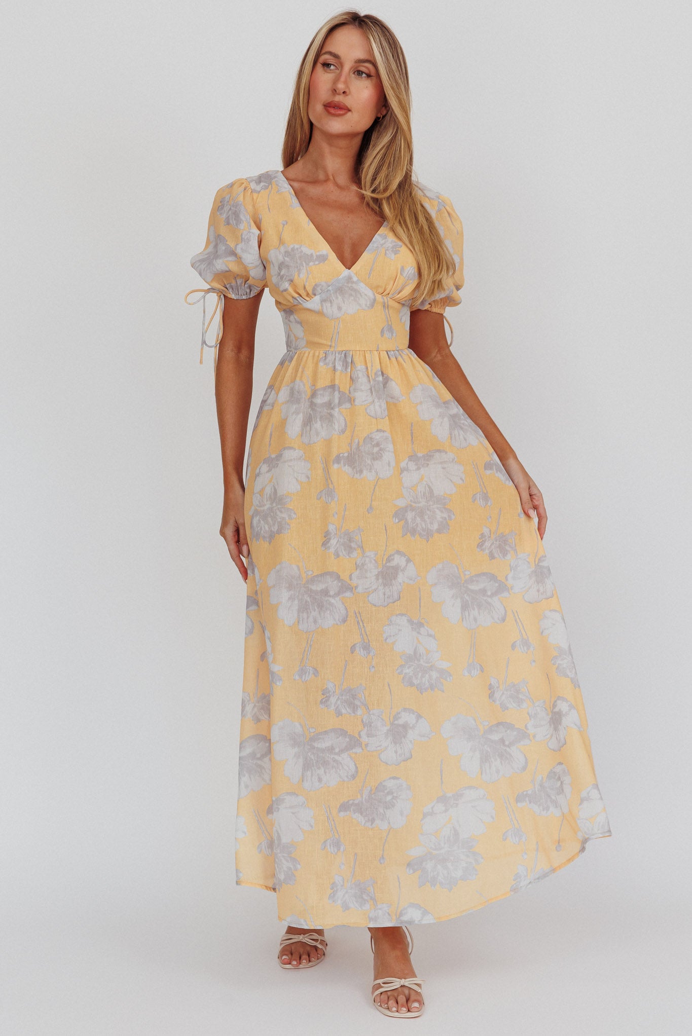 Loveberry Puff Sleeve A-Line Maxi Dress Pumpkin by Selfie Leslie