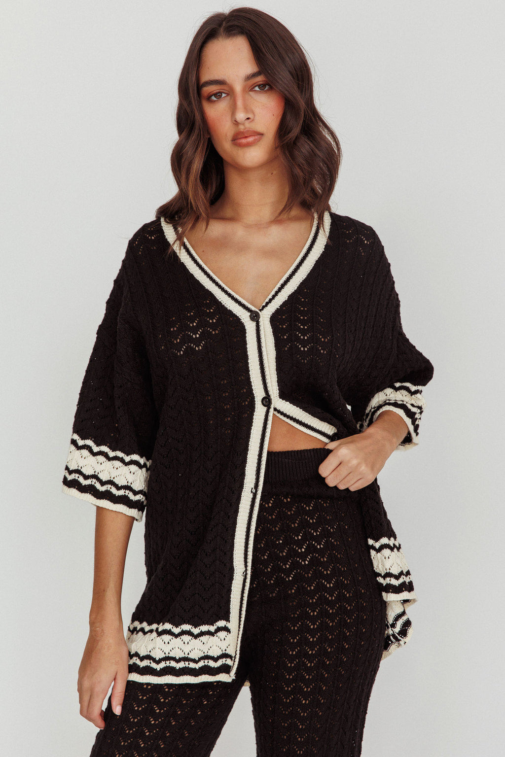 Rhodes Cotton Relaxed Knit Shirt Black by Selfie Leslie