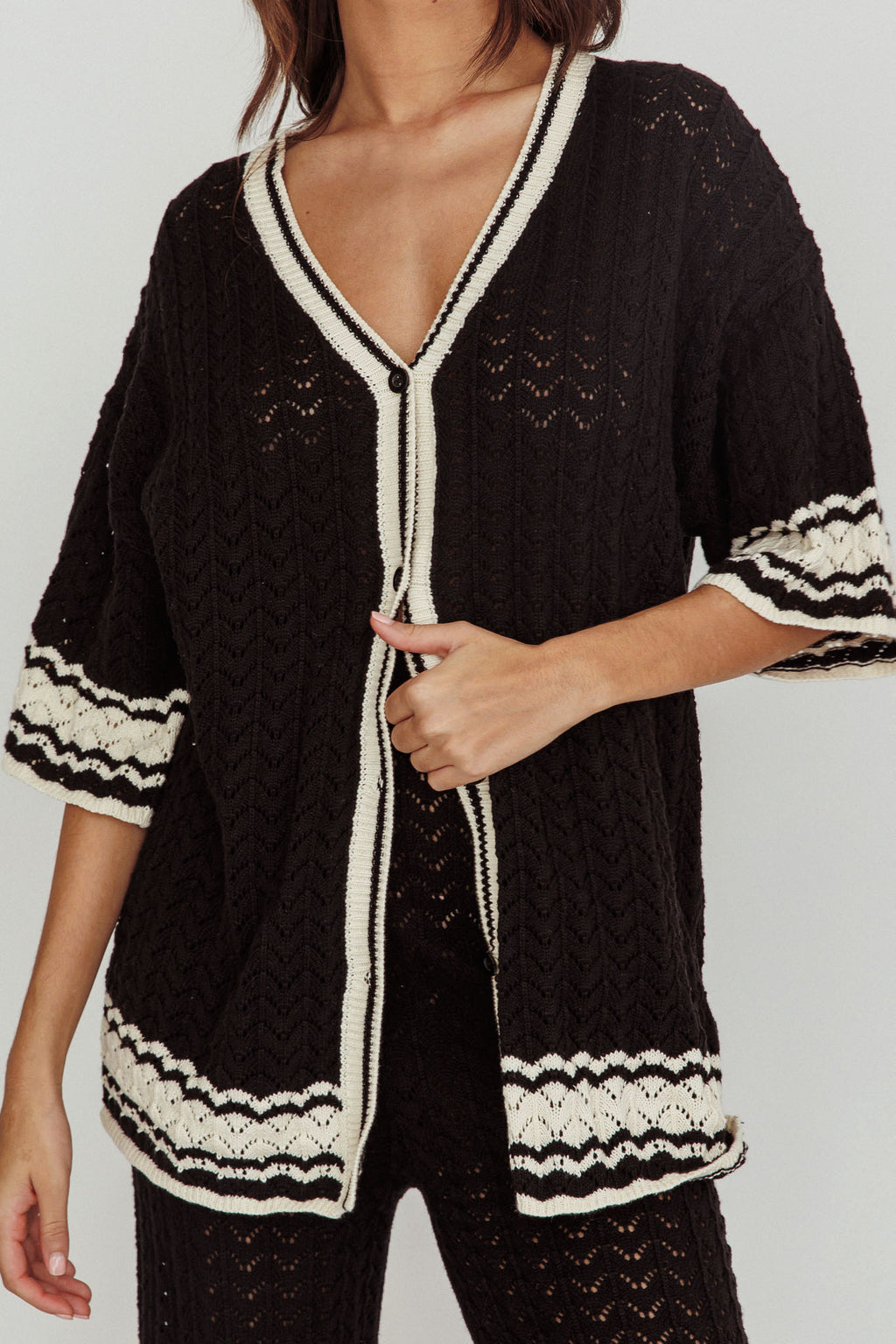 Rhodes Cotton Relaxed Knit Shirt Black by Selfie Leslie