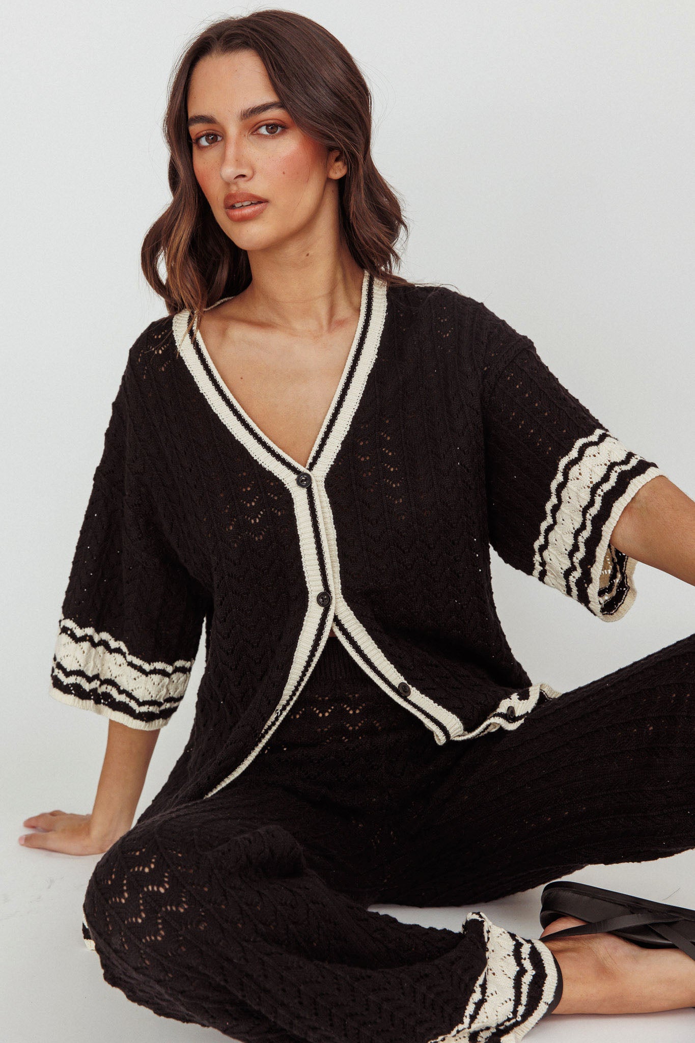 Rhodes Cotton Relaxed Knit Shirt Black by Selfie Leslie