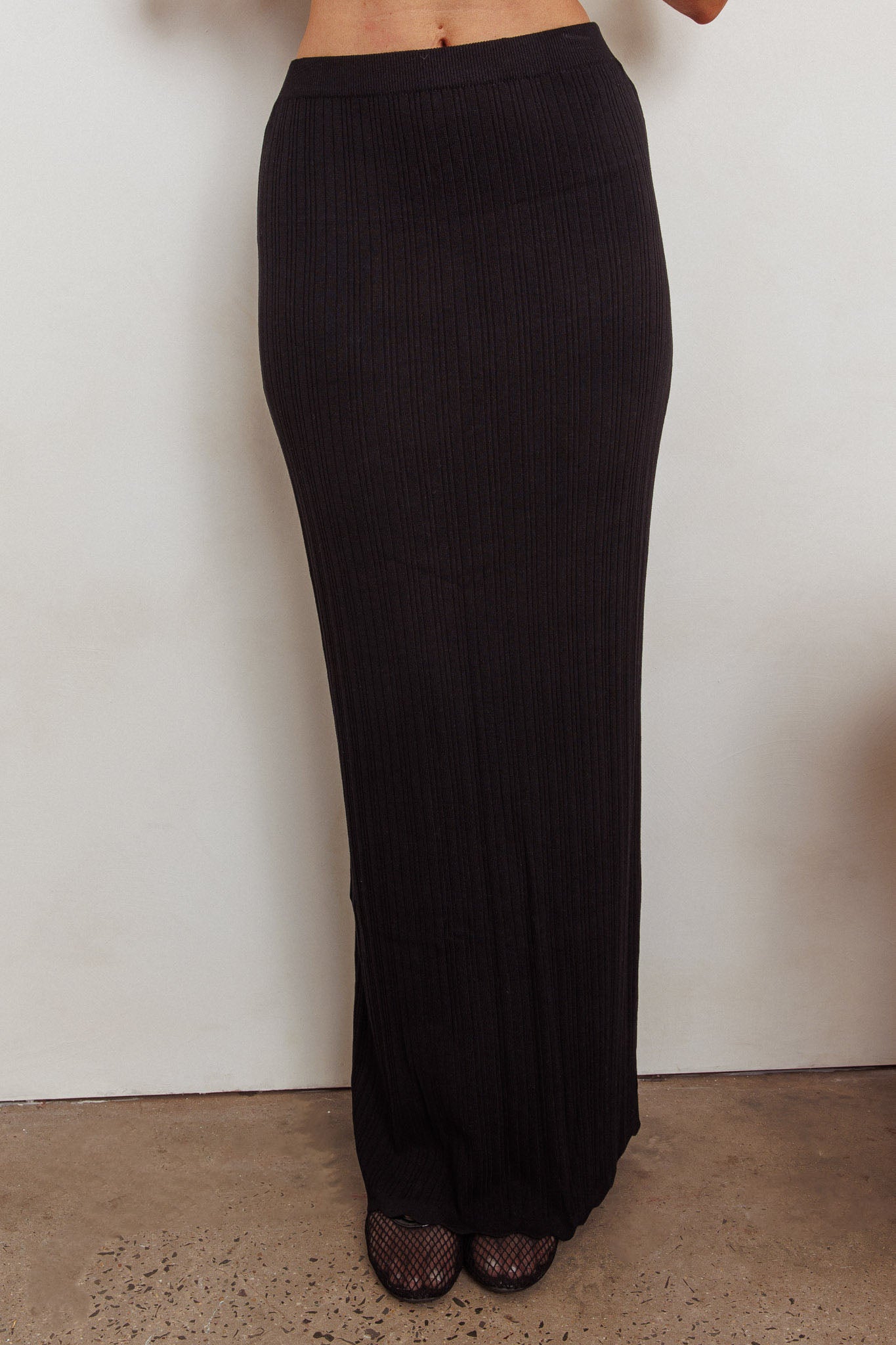 Sonorous Knit Maxi Skirt Black by Selfie Leslie