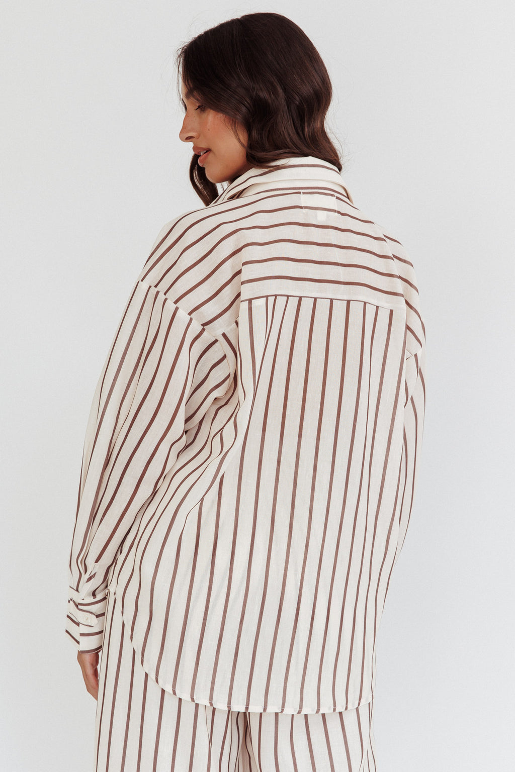 Alex Long Sleeve Shirt Stripe Latte by Selfie Leslie