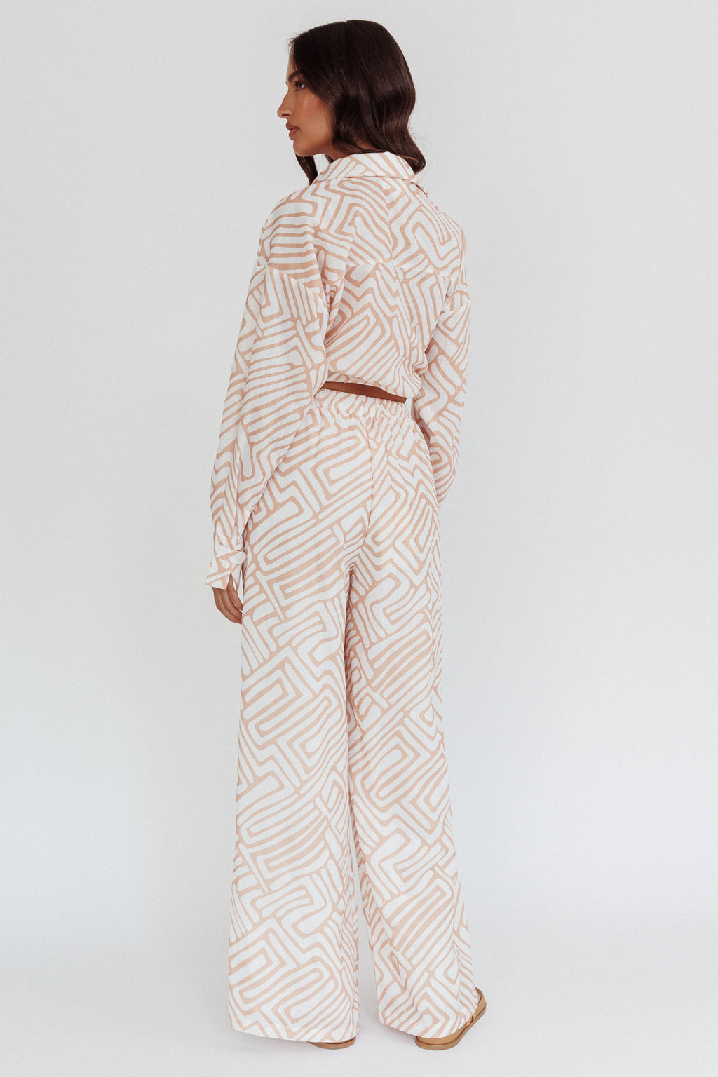 Alex Elastic Waist Pants Print Peach by Selfie Leslie