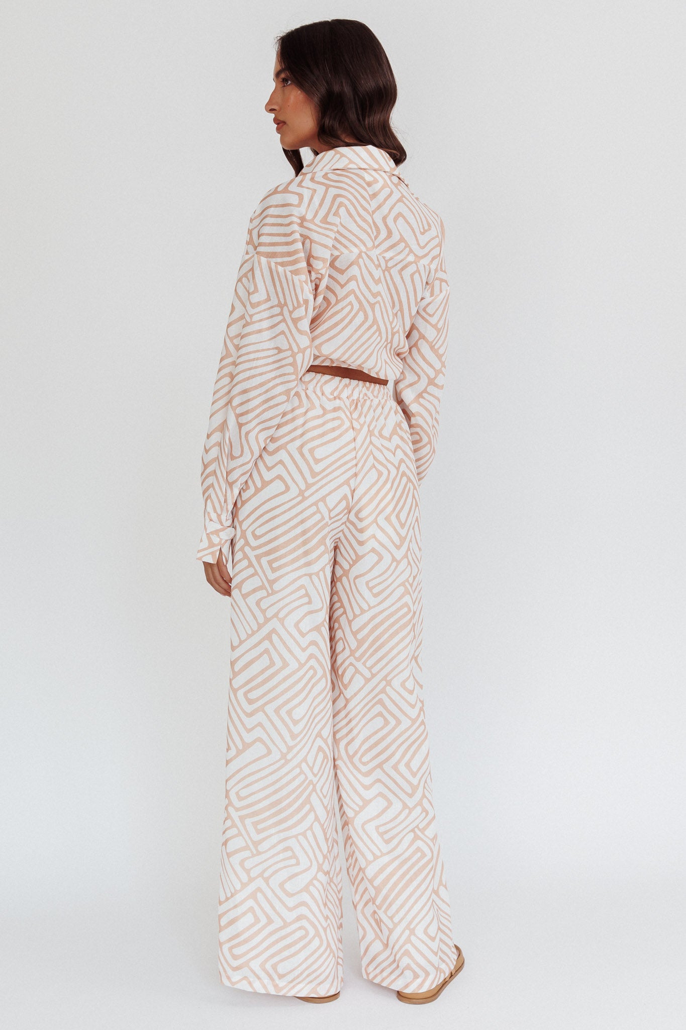 Alex Elastic Waist Pants Print Peach by Selfie Leslie