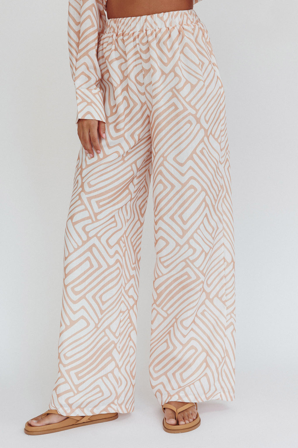 Alex Elastic Waist Pants Print Peach by Selfie Leslie