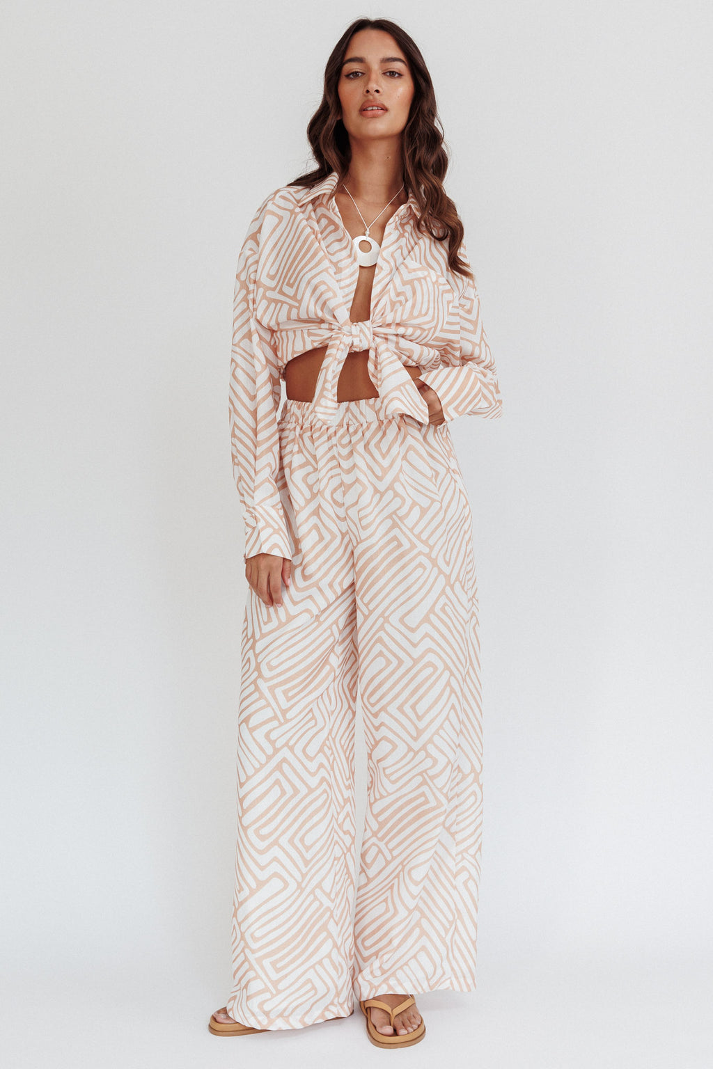 Alex Elastic Waist Pants Print Peach by Selfie Leslie