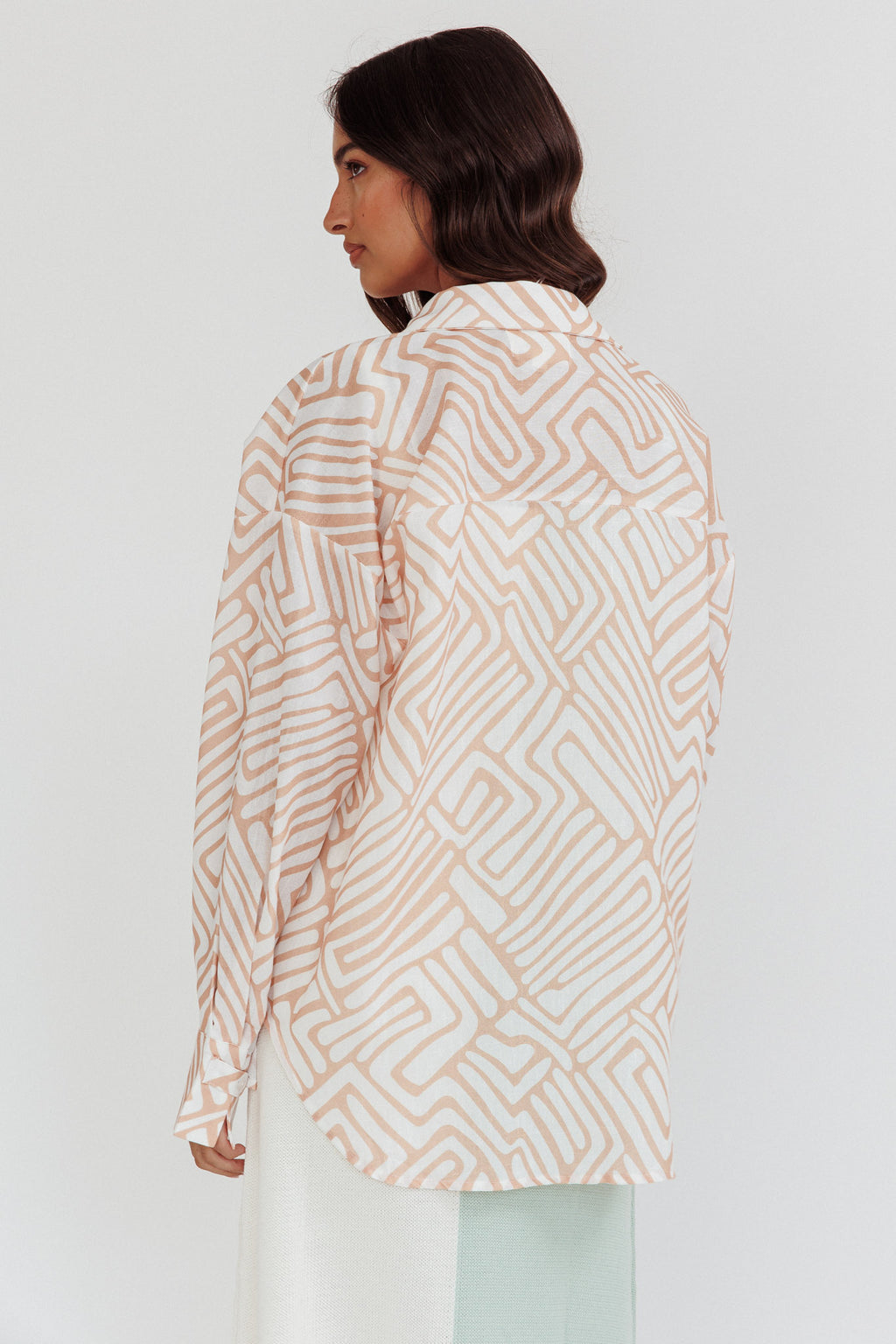 Alex Long Sleeve Shirt Print Peach by Selfie Leslie