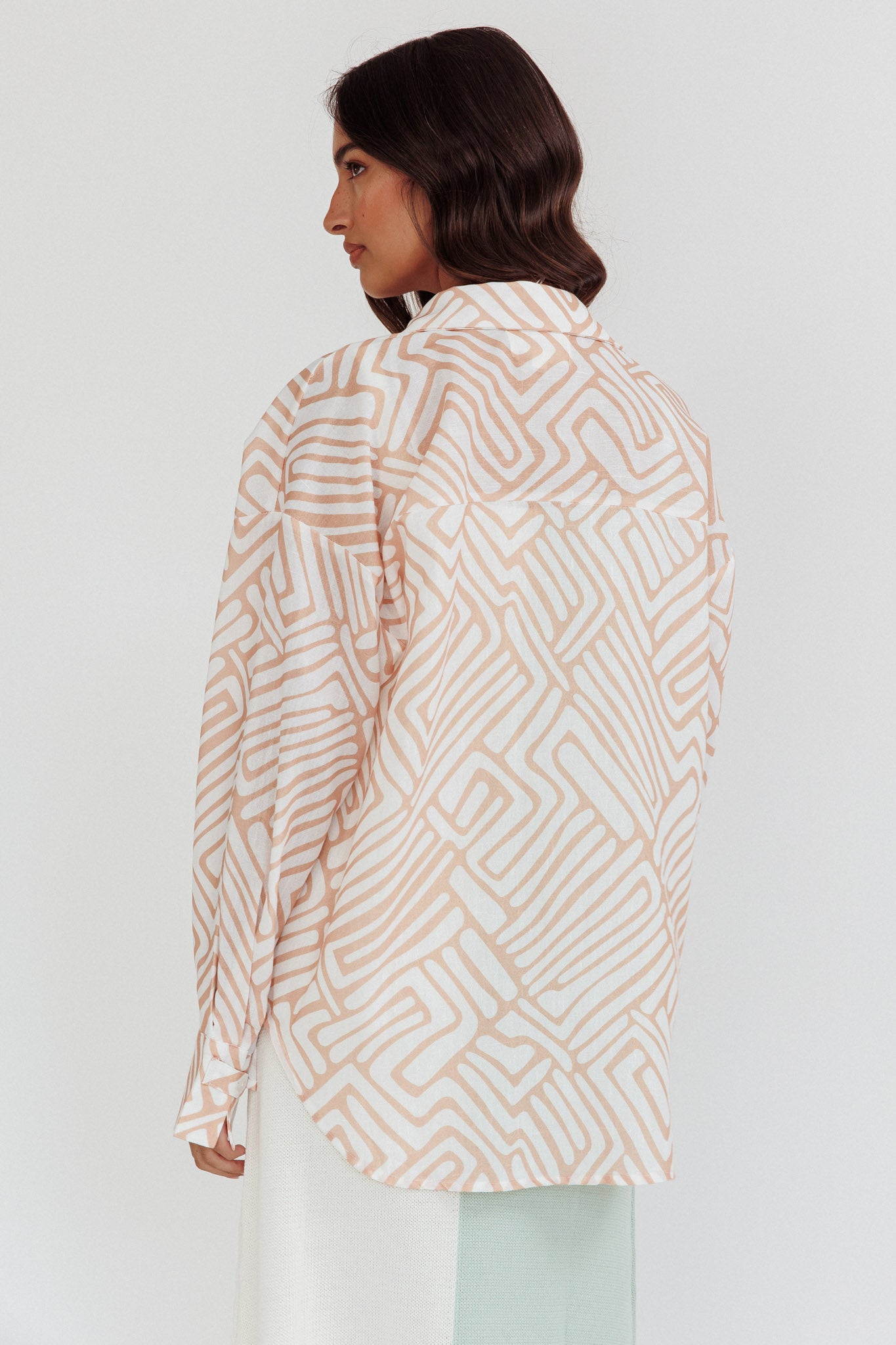 Alex Long Sleeve Shirt Print Peach by Selfie Leslie