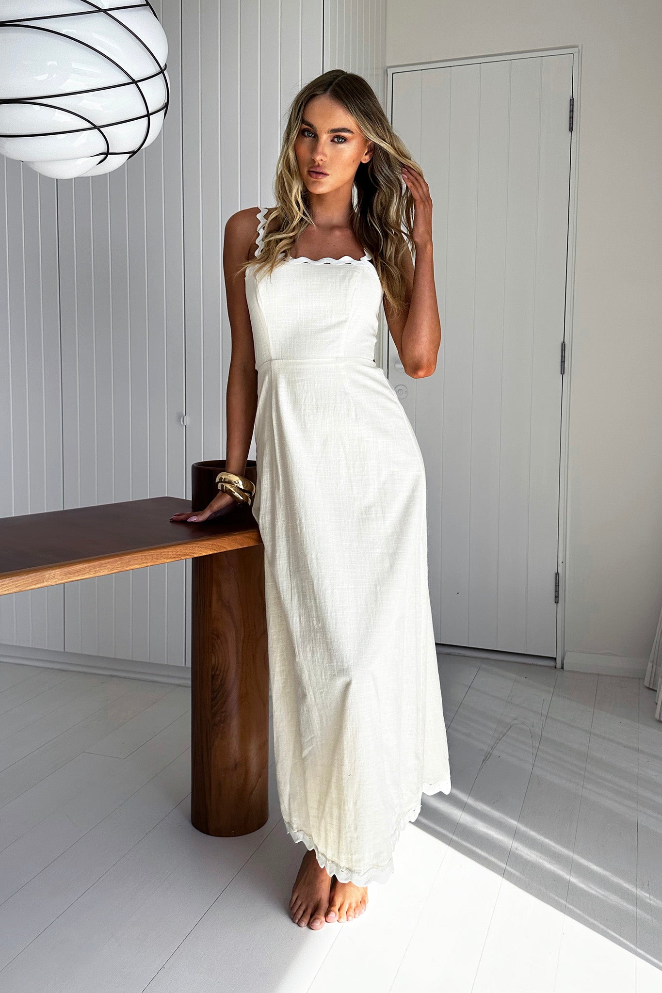 maxi dress with adjustable straps Montego Bay Ric Rac Strap Maxi Dress Oat XS