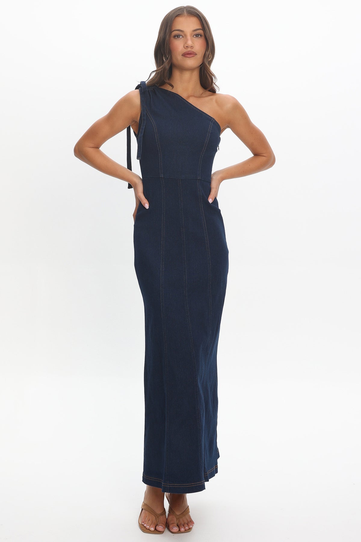 Valeris One Shoulder Maxi Dress Indigo