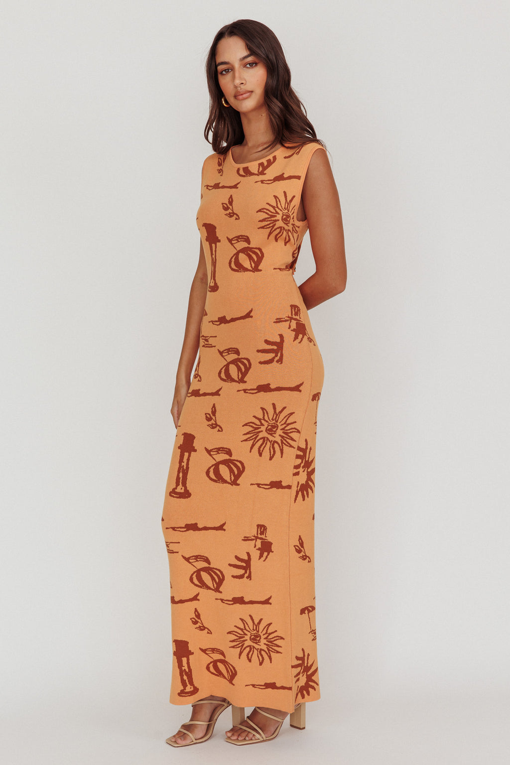 Irene Column Silhouette Maxi Dress Apricot by Selfie Leslie