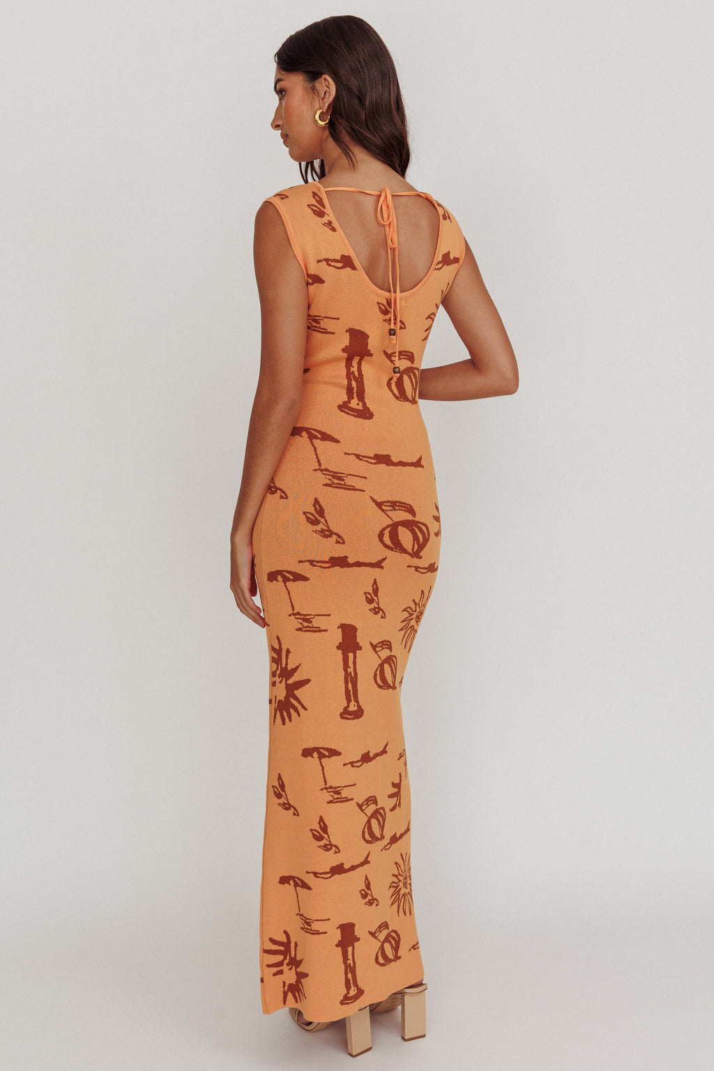 Irene Column Silhouette Maxi Dress Apricot by Selfie Leslie